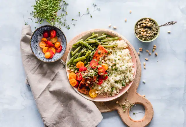 Vegetable salad in a bowl for kitchen rental for plant-based brands