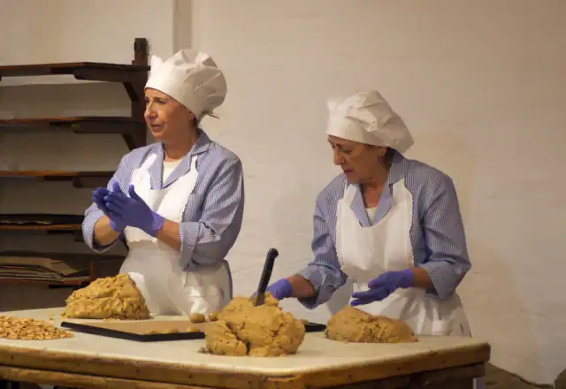 Two bakers in hats preparing dough for how renting works